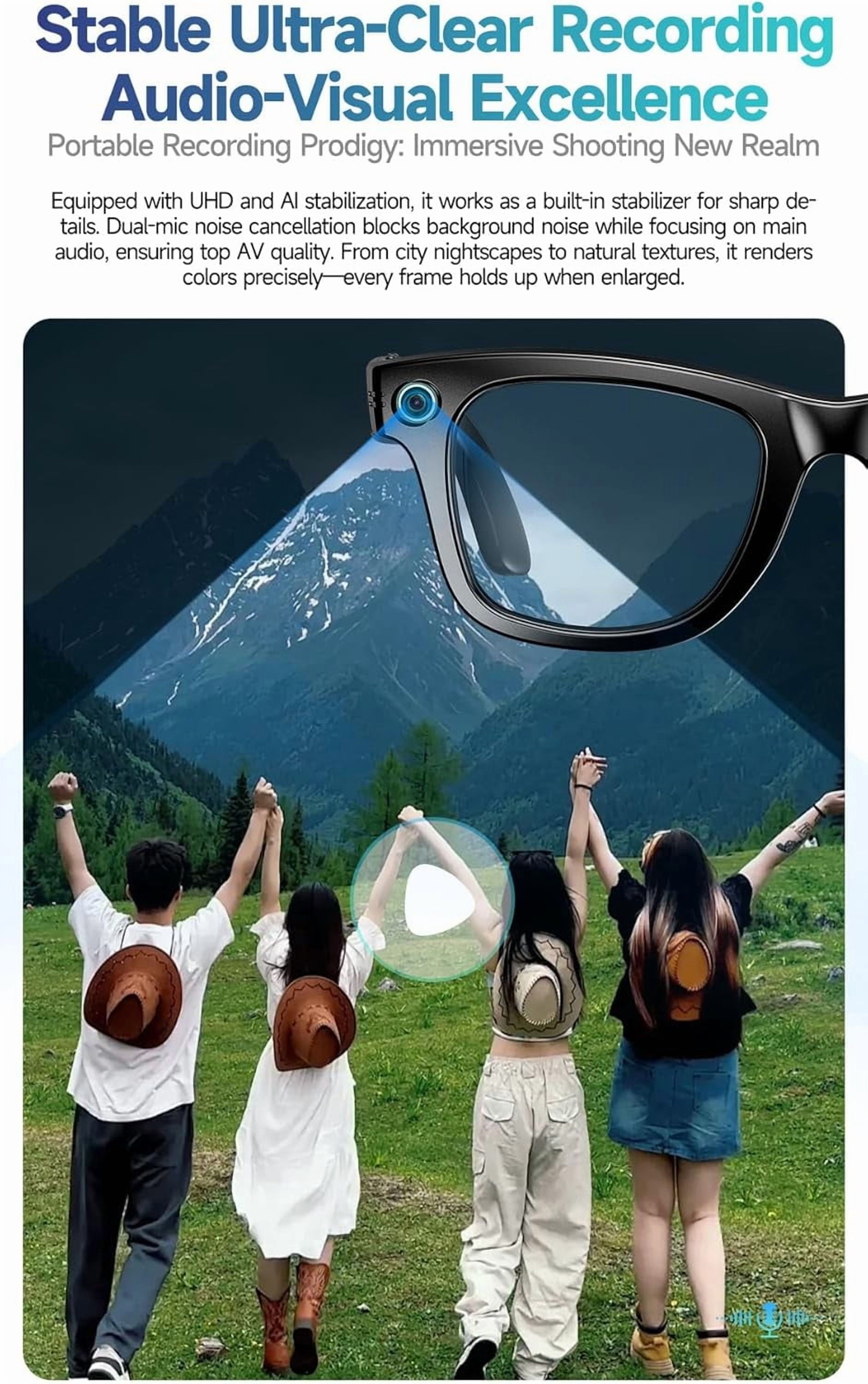 AI Smart Glasses, 800W Camera & 1080P Video, Smart Glasses with Camera and Bluetooth, AI Glasses for Calls & Musi,Uv Protection,Anti-Blue Light Glasses Everyday Wear (Colour Change)
